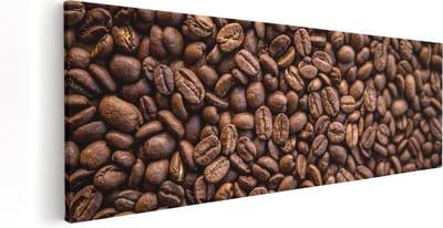 Artaza Canvas Schilderij Koffie Stilleven - 60x20 cm - Muurdecoratie Keuken - Wanddecoratie Koffiebonen - Kamer Accessoires