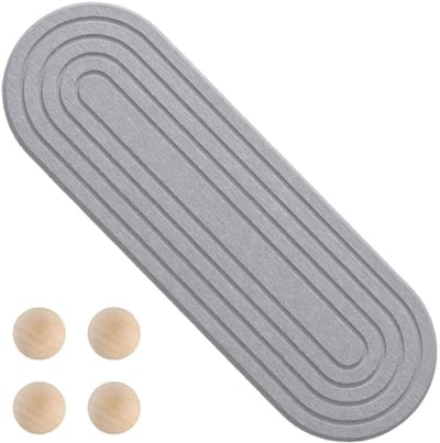 Dailygoods- Badkamerblad waterabsorberend - Diatomeeënmat - Sponshouder - Antislip - Houten glijders - Sterke wateropname - Afdroogmat