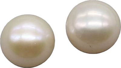 Art & Pearls Half Ronde Zoetwaterparels – 2 Stuks – 9-9,5 mm – Half Doorboorde Button Parels – Witte Cultuurparels voor Oorbellen en Ringen
