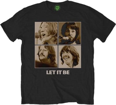 The Beatles - Let It Be Sepia Heren T-shirt - XL - Zwart