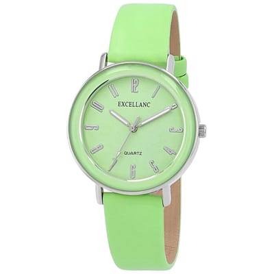 Excellanc-dameshorloge-zilverkleurig-fel groen-duidelijke wijzerplaat-3 atm-diameter 39 mm