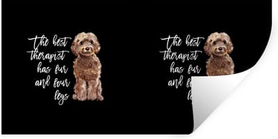 Muurstickers - Sticker Folie - Quotes - Honden - Spreuken - The best therapist has fur and four legs - 40x20 cm - Plakfolie - Muurstickers Kinderkamer - Zelfklevend Behang - Zelfklevend behangpapier - Stickerfolie