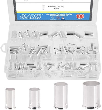 100 Stuks AWG 4 2 1 2/0 Draad Koper Crimp Connectoren, Zilver Geplateerde Niet Geïsoleerde Sleeves voor Kabel Eind Terminals Assortiment Kit