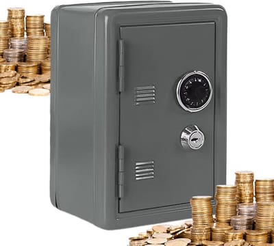 Geldkluis Mini - Spaarpot Kluis - Veilig Geld Bewaren - Dubbel Beveiligingssysteem - 14.2 cm Breed - Zilver