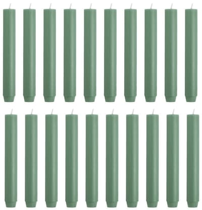 Rustik Lys chique mooie dinerkaarsen pak van 20 stuks 2.6 x 18 cm in de kleur Oliegroen