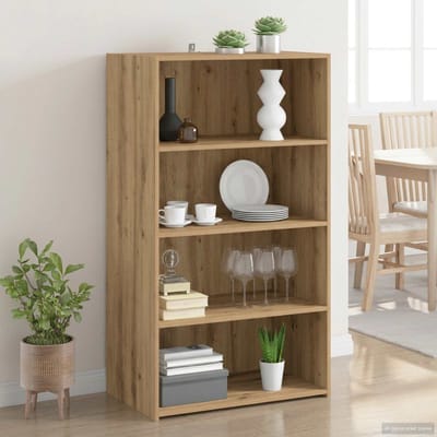 vidaXL - Highboard - Artisanaal - eiken - 70 - x - 41 - x - 124 - cm - Bewerkt - hout