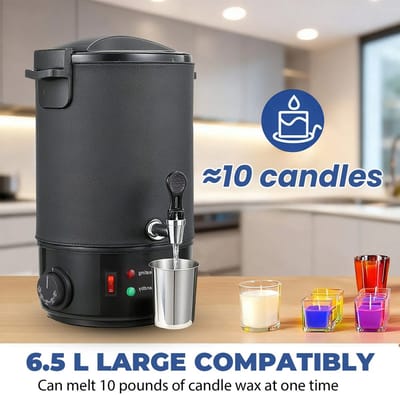 Deliqa 10L waxsmelter - kaarsenmaker - grote capaciteit - eenvoudig in gebruik - kaarsenproductie 30 - 110 graden - wax apparaat