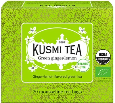 Biologische groene thee Kusmi Tea Green Ginger Lemon – 20 mousseline theezakjes