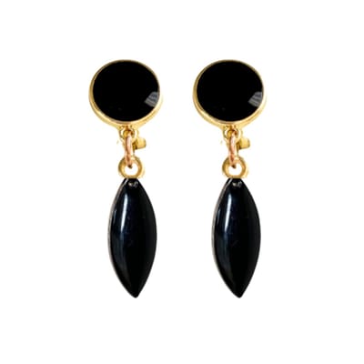 Clip oorbellen- Emaille -zwart- Neroli- geen gaatje- Charme Bijoux