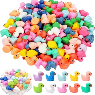 Kleurige Mini Eendjes - 200 Stuks Miniatuur Resin Decoraties voor Aquarium, Poppenhuis, Feeën Tuin en Creatieve Projecten, Waterdicht en Gedetailleerd