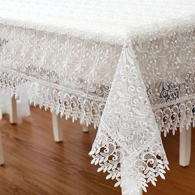 Tafelkleed Wit Glas Garen Kant Tafelkleed Uitgehold Europa Geborduurd Tafel Eettafelkleed Bloem Romantische Koffiehoes 150X210cm