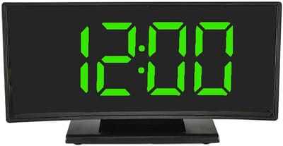 longziming -Grote LED Digitale Wekker – Groen Display – Gebogen Vorm – Elektronische Alarmklok – Ideaal voor Nachtkastje en Kantoor