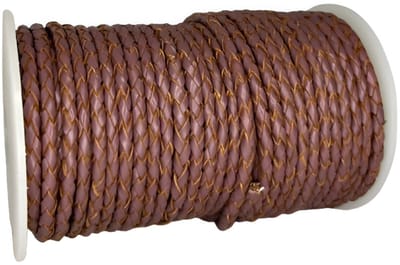 Gevlochten Leren Koord Rond, 10 m x 3 mm - Rond Gevlochten Lederen Koord, Voor Halskettingen, Armbanden, Sieraden, Knutselkralen en Veters (Dark Taupe)