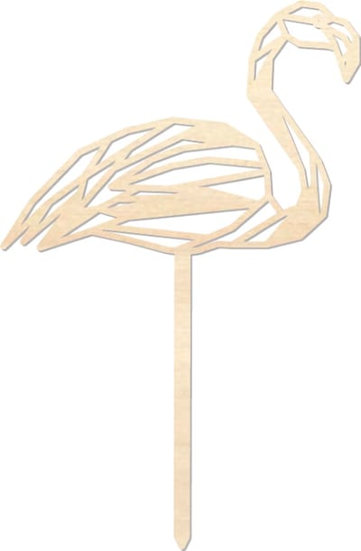 Houten caketopper / taarttopper - Flamingo - Taart / Cake topper op bestelling gemaakt