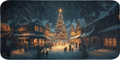WC mat 120x60 cm - Antislip - Kerstfeest - Dorp - Donker - Toiletmat - Vloermat - Douchemat - Toilet tapijt - Toiletmatten