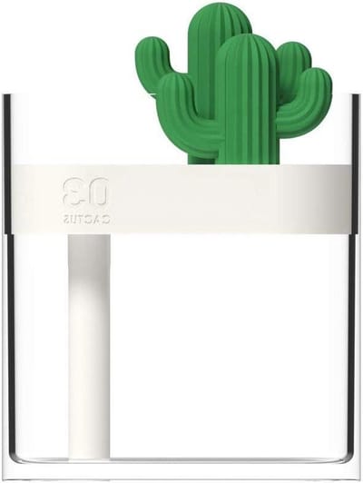 Luchtbevochtiger Cactus - Mini Vernevelaar - Frisse Lucht - Ultrasone Technologie - 10 uur werktijd - Wit