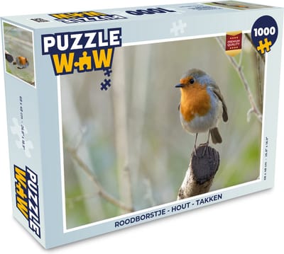 Puzzel Roodborstje - Hout - Takken - Legpuzzel - Puzzel 1000 stukjes volwassenen