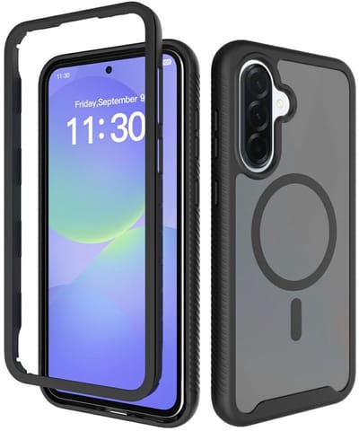 Hoesje met Ingebouwde Screenprotector Geschikt voor Samsung Galaxy A37 - Compatibel met MagSafe - Full Protect - Schokbestendige Beschermhoes - Case Transparant Zwart