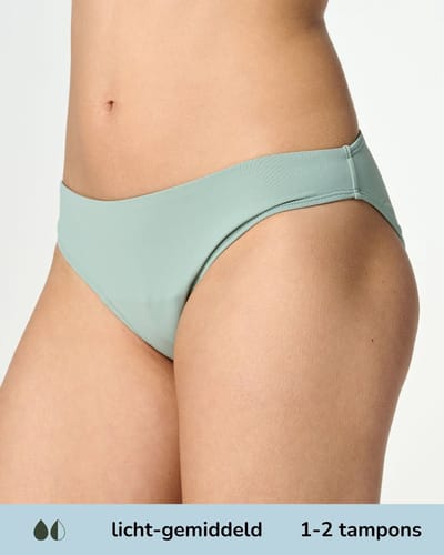 Moodies menstruatie zwemkleding - Bikini broekje - licht-gemiddeld kruisje - Groen - maat S