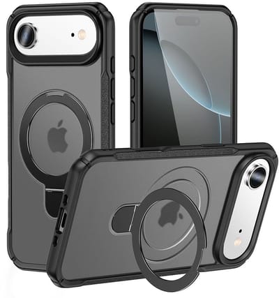 Mobiq - Magnetisch Ringstand Magsafe Hoesje geschikt voor iPhone 17 Air - zwart/transparant