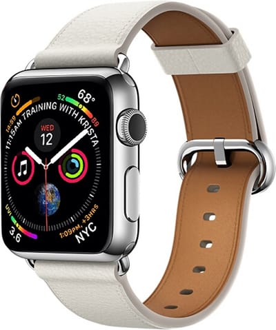 By Qubix - Geschikt voor Apple Watch bandje - Classic lederen bandje - Wit - Geschikt voor Apple Watch 38mm / 40mm / 41mm / 42mm - leren smartwatchbandje - Horlogebandje