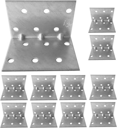 Set van 10 Stevige Hoekijzers 40x40x60 mm Verzinkt voor Constructie en Montage