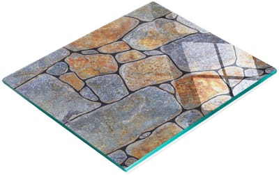 Decoratieve keukensnijplank van gehard glas met steentjes, 60x52 cm