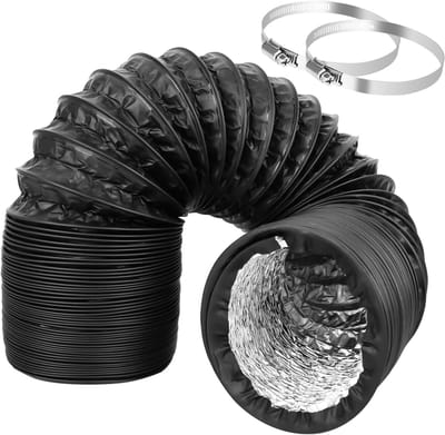 Afvoerslang, diameter 100 mm, 3m flexibele pvc-aluminium buis, afvoerslang, airconditioningsslangverlenging met 2 slangklemmen, roestvrij staal, voor airconditioning, afzuigkap, wasdroger