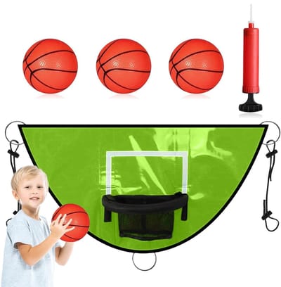 Trampoline Basketbalring - Kinder basketbalset - Buiten spelen - Waterdicht en zonbestendig - 98x50cm - Groen