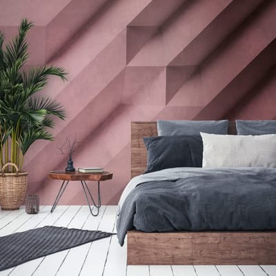 Fotobehang Profhome 382891-GU vliesbehang hardvinyl warmdruk in reliëf glad 3D mat roze lila 3,71 m x 2,8 m