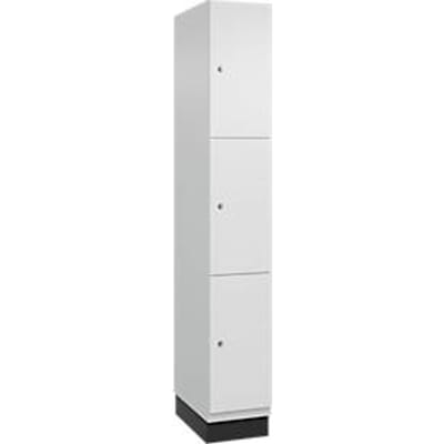 C+P Cambio lockerkast, 1 vak, 3 vakken, met plint, B 300 x D 525 x H 1980 mm, verkeerswit
