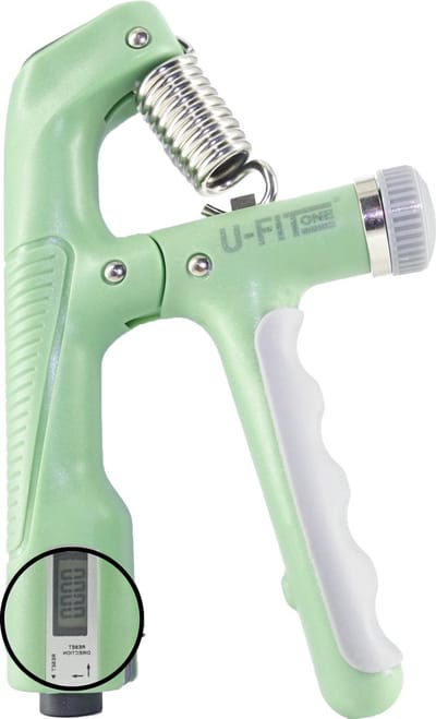 U Fit One Handtrainer 10 tot 100kg met Digitale Teller - Verstelbare Handgrip - Handknijper - Onderarm Grip Trainer - Groen