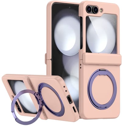 Lunso Geschikt voor Samsung Galaxy Z Flip 7 backcover hoesje met magnetisch-ring - Lichtroze