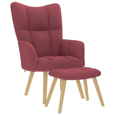 vidaXL - Relaxstoel - met - voetenbank - stof - wijnrood