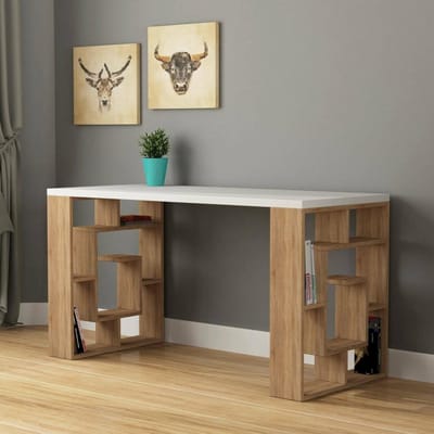 Ruime Bureau met Opbergplanken 140x60 cm - Modern en Functioneel Thuiswerkplek