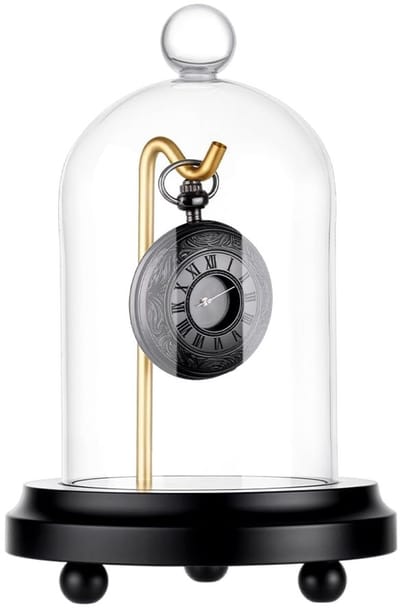 Dailygoods- Vitrine Klok Helder Glas - Display Koepel - Houten Sokkel - Gouden Haak - 11,5 x 17 cm - Veelzijdig Toepasbaar