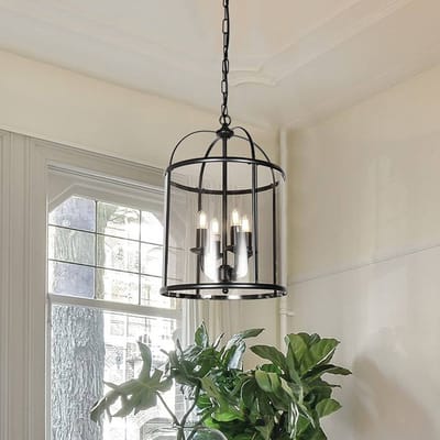 Hanglamp Pimpernel Steinhauer Zwart Ø25 cm Hoogte instelbaar van glas en metaal met 4 x E14 fitting voor binnen gebruik