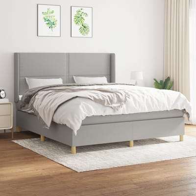 vidaXL - Boxspring - met - matras - stof - lichtgrijs - 180x200 - cm