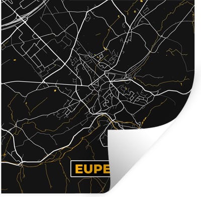 Muurstickers - Sticker Folie - Eupen - Stadskaart - Goud - Kaart - Plattegrond - 100x100 cm - Plakfolie - Muurstickers Kinderkamer - Zelfklevend Behang XXL - Zelfklevend behangpapier - Stickerfolie