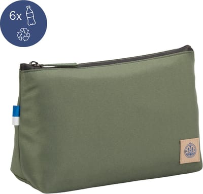 Toilettas Heren & Dames Olive – Waterdicht Make-up Tasje – Duurzaam Reisetui – Gemaakt van 6 Gerecyclede Flessen – The BlueWave Collective