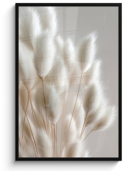 Poster in lijst - Fotolijst 80x120 cm - Posters - Pluimen - Beige - Minimalistisch - Posterlijst zwart - Decoratie - Wanddecoratie woonkamer - Muurdecoratie slaapkamer