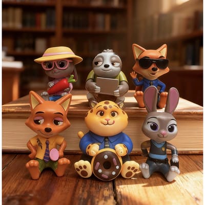 Judy Hopps Nick Wilde Anime Beeldje - Verzamelfiguur Poppetje Desktop Computer Decoratie Ornamenten Verjaardag Leuk Cadeau Voor Kinderen W144896WW- brown