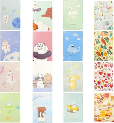 Mini Notebooks met Schattige Cartoon Dieren - 16 Stuks Inspirerende Pocket Notitieboekjes voor Studenten, Meisjes en Reizen, Handig voor Kantoor en School