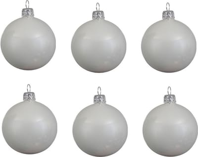 Decoris kerstballen - 6x st - wit - D8 cm - glas - kerstversiering