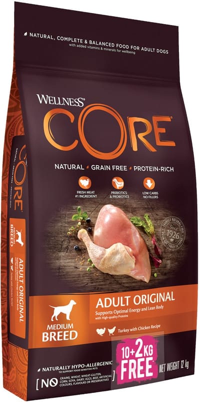 Wellness Core Grain Free Dog Original Kalkoen - Hondenvoer - 12 kg Bonusbag