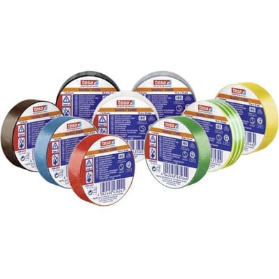 53988-00135-00 Isolatietape tesa Professional Bruin, Groen, Geel, Wit, Grijs, Blauw, Rood, Zwart, Zwart (l x b) 10 m x 15 mm 10 stuk(s)