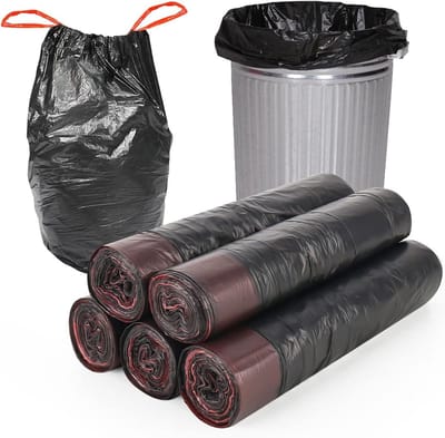Inovra Plus - Vuilniszakken met trekkoord 15 liter - Extra Sterk - Zwart - Voor kantoor en thuis - 5 rollen (75 stuks)