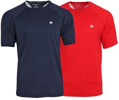 2-Pack Donnay - Sportshirt (André) - T-Shirt - Heren - Navy/Poppy-red (729) - maat L