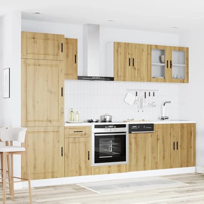 vidaXL - 8-delige - Keukenkastenset - Kalmar - bewerkt - hout - artisanaal - eiken