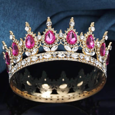 Couronne de Mariage Reine Roi Tiaras et Couronnes Rondes Diadème de Mariée Topper de Gâteau Fête d'Anniversaire Bijou Accessoire Cheveux white